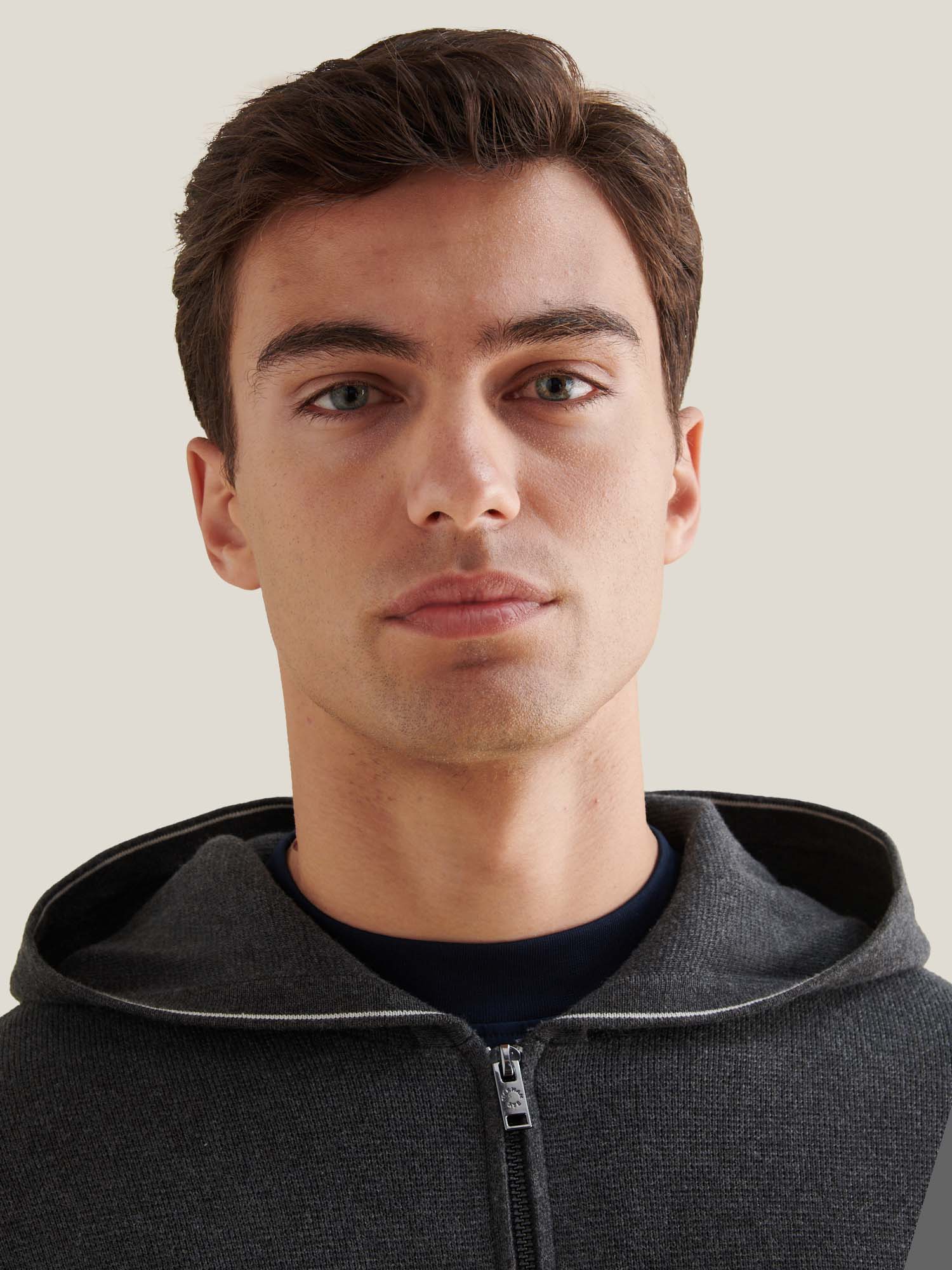 Peckham Rye Milano Knit Charcoal Grey Zip-Up Hoodie
